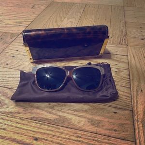 Tory Burch gold orange sunglasses with case
